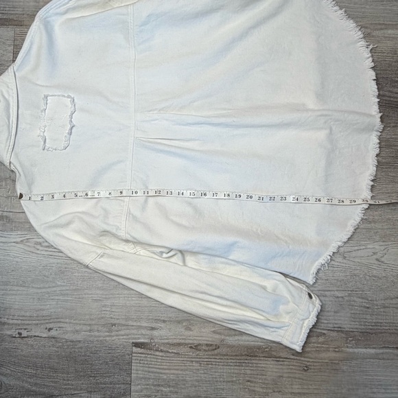 POL Button Up Shaket Jacket with Sequin Front Pockets Women’s Size M Off White - Picture 12 of 14